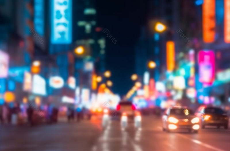 城市夜景背景下的灯光眩晕光斑实拍图,高清,摄影图,摄影图片,图片大全,摄影图免费下载